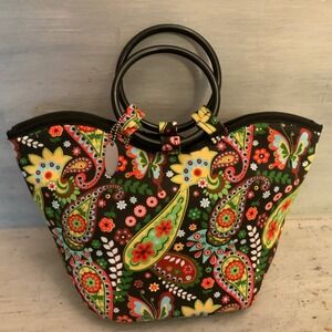 Fit & Fresh Multicolor Paisley Boho Canvas Insulated Lunch Cooler Tote Bag GC